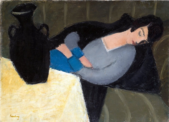 Sleeping Lady With Black Vase