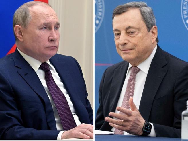 il residente russo Vladimir Putin ed il premier italiano Mario Draghi
