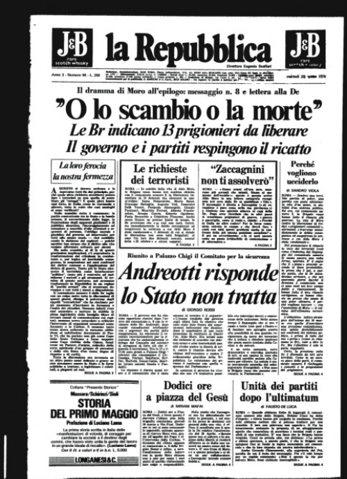 La Repubblica sul sequestro Moro