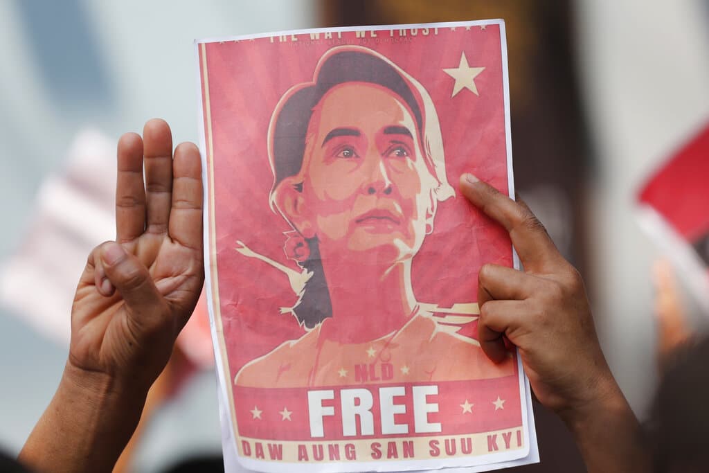 Manifestazioni per la liberazione di Aung San Suu Kyi in Myanmar