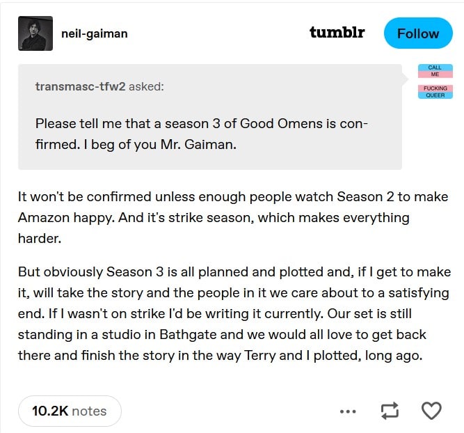 Good Omens non avrà una quarta stagione