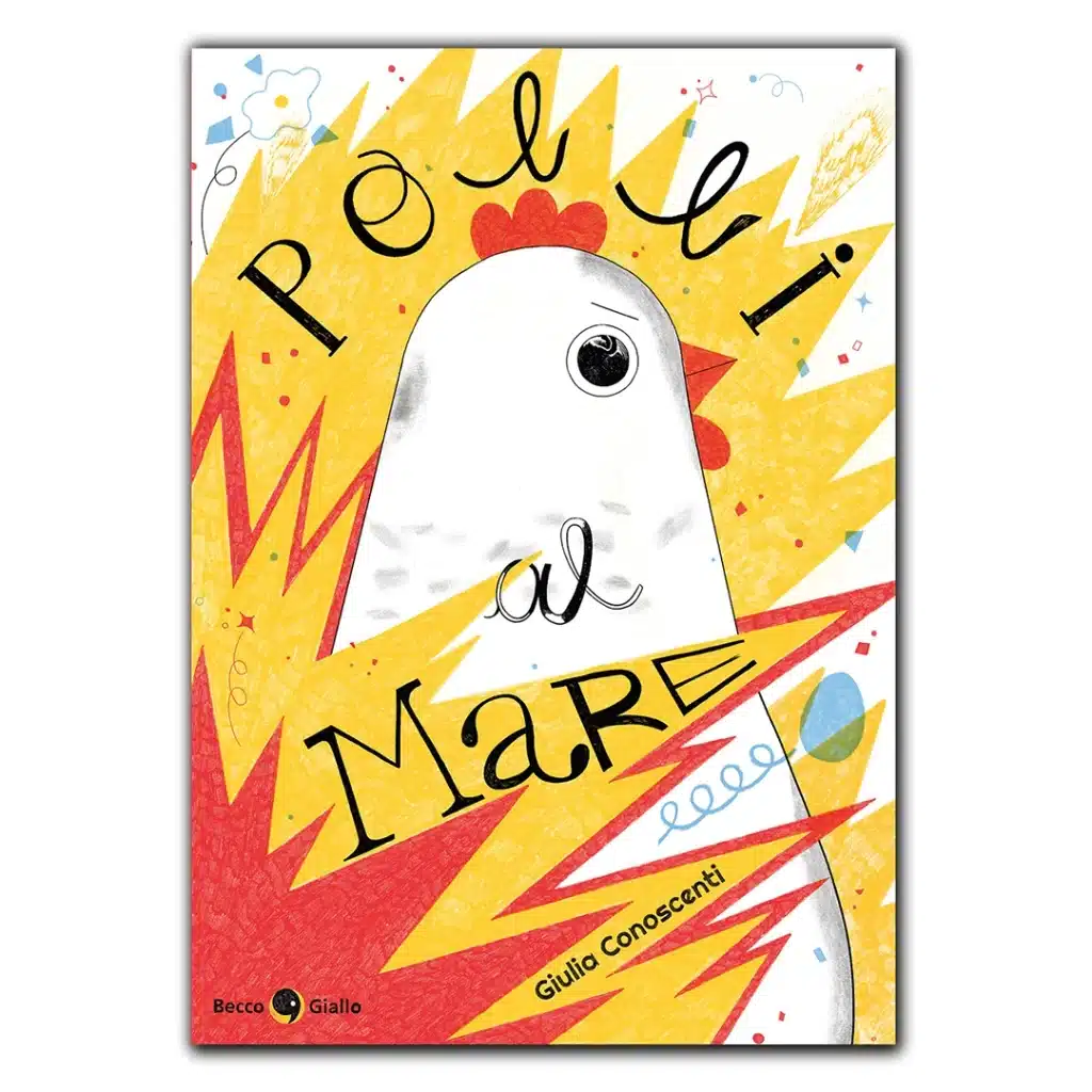 copertina del libro illustrato Polli al mare, in uscita sotto l'insegna di Edizioni BeccoGiallo