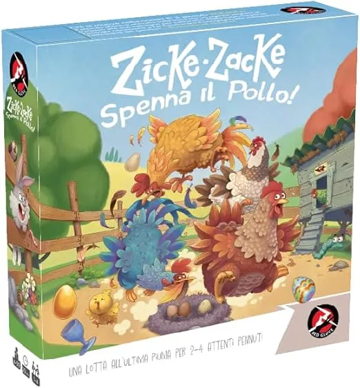 Zicke Zacke - Spenna il Pollo! è un gioco da tavolo del 1998 che torna in Italia in una nuova edizione stampata da Red Glove